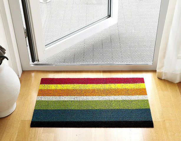 Chilewich TerraStrand® Microban® Indoor/Outdoor Bold Stripe Door Mat, 46 x 71 cm, Tufted Shag, Multi-Color