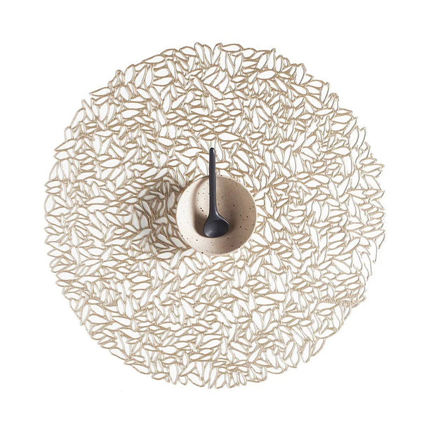 Chilewich TerraStrand® Microban® Petal Moulded Table Mat/Placemat, Round, ⌀38 cm, Champagne