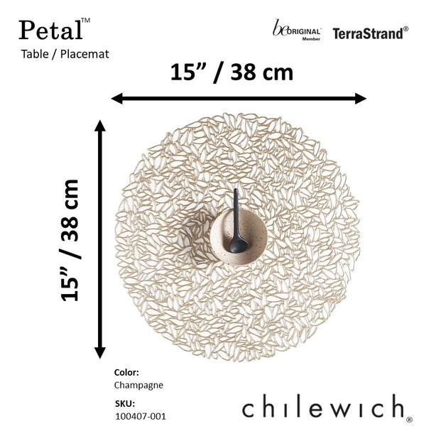 Chilewich TerraStrand¬Æ Microban¬Æ Petal Moulded Table Mat/Placemat, Round, ‚åÄ38 cm, Champagne