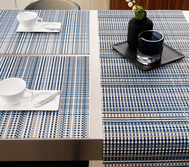Chilewich TerraStrand¬Æ Microban¬Æ Grid Woven Table Mat/Placemat, Rectangle, 36 x 48 cm, Blue