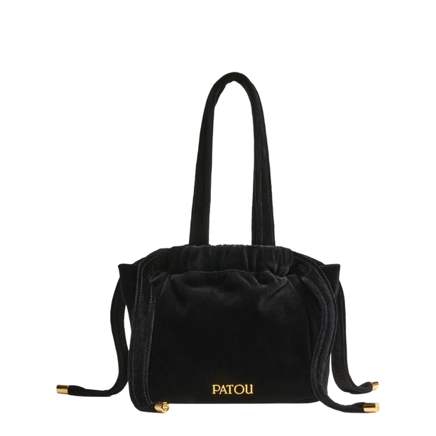 Cotton Velvet Pouch - Black