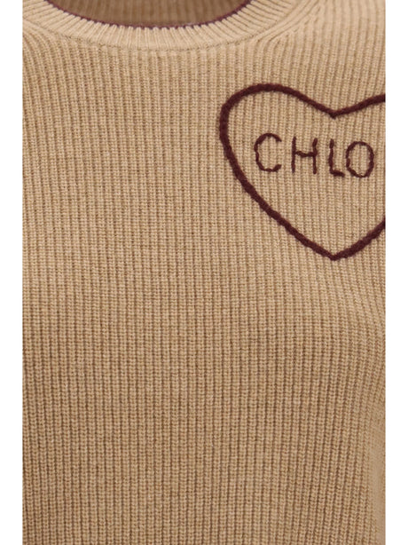 Chloé Heart-logo Sweater - Bleached Brown