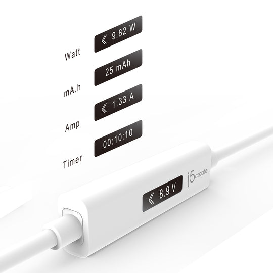 J5Create USB Type-C TO USB Type-C 2.0 Cable With OLED Dynamic Power Meter