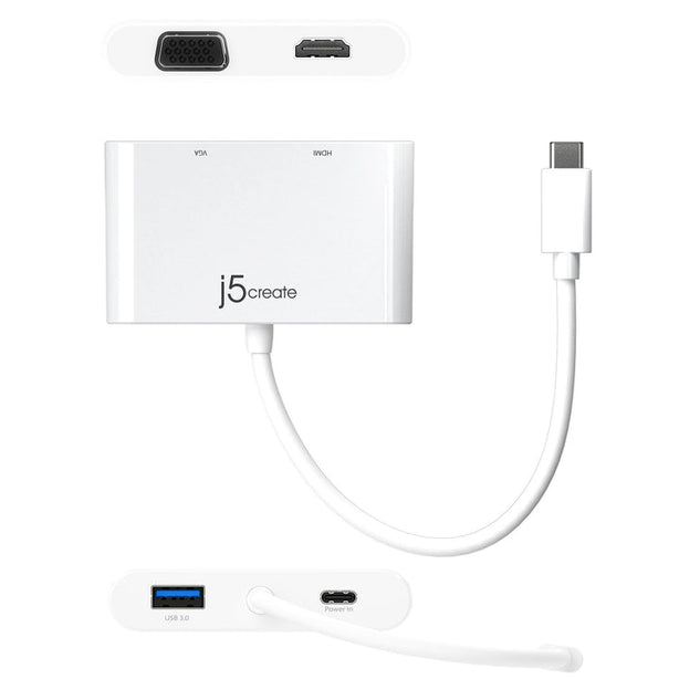 J5Create USB-C To VGA+HDMI+USB3.0+Power Delivery Adapter