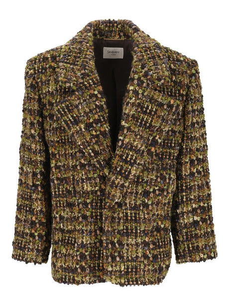 Saint Laurent Tweed Blazer - Green