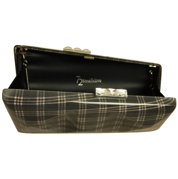 72 Smalldive Grey Laminated Plaid Minaudiere Clutch