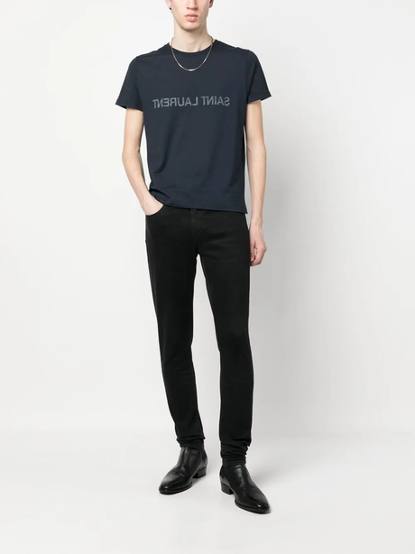 Saint Laurent Navy Blue Cotton T-Shirt