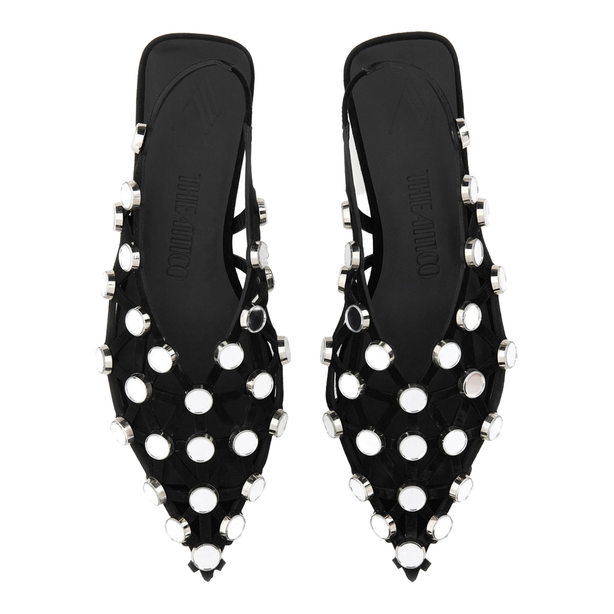 Black Grid Ballet Flats