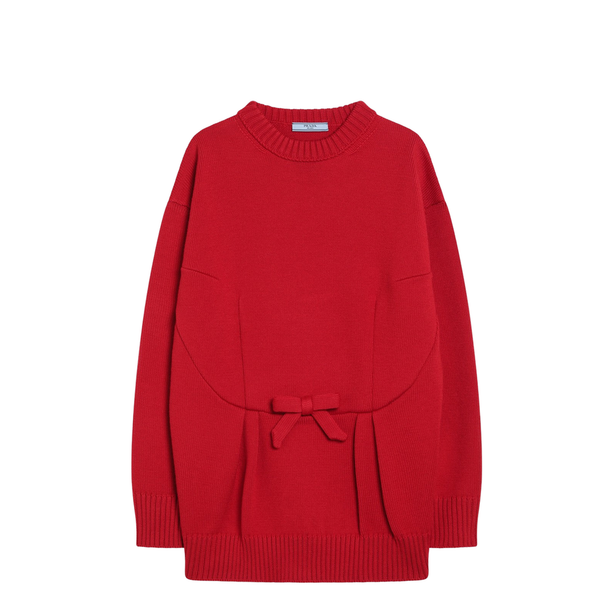 Red Wool Sweater with Bow