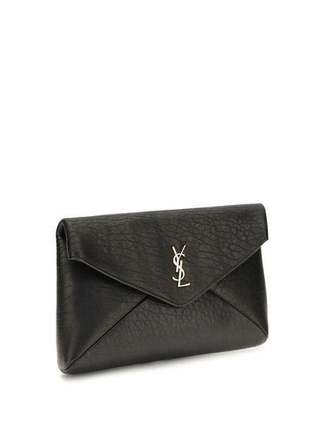 Saint Laurent Envelope leather Clutch - Black