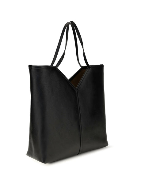 Saint Laurent Large Y leather Tote Bag - Black/Rustic Camel