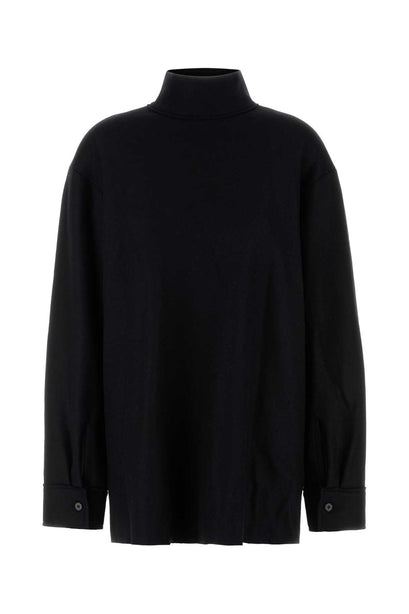 Luxury Fashion Black Wool Blend Blouse