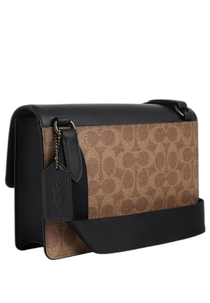 Coach Mens Turner Flap Crossbody Bag In Signature Canvas - Brown/Black
