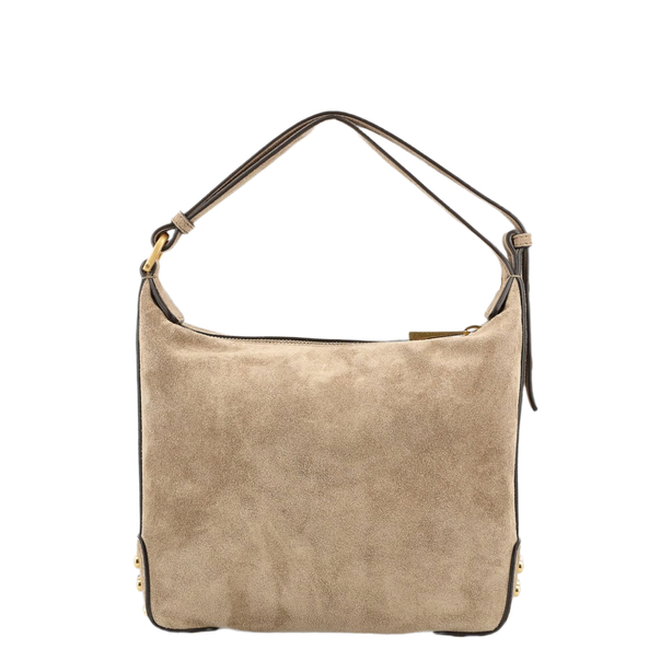 Metal Dots Mini Calf Leather Shoulder Bag - Beige