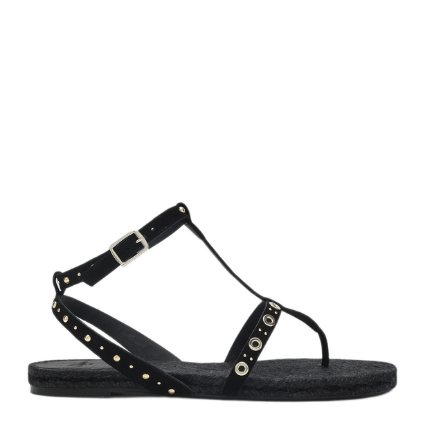 Low Heeled Black Pati With Studs