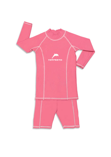 TeePeeTo Dolphin Long Sleeve Swim Top and Shorts Set
