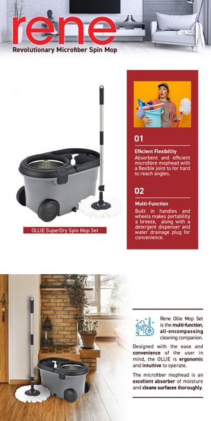E70500 Rene Ollie Revolutionary Microfibre Spin Mop Set