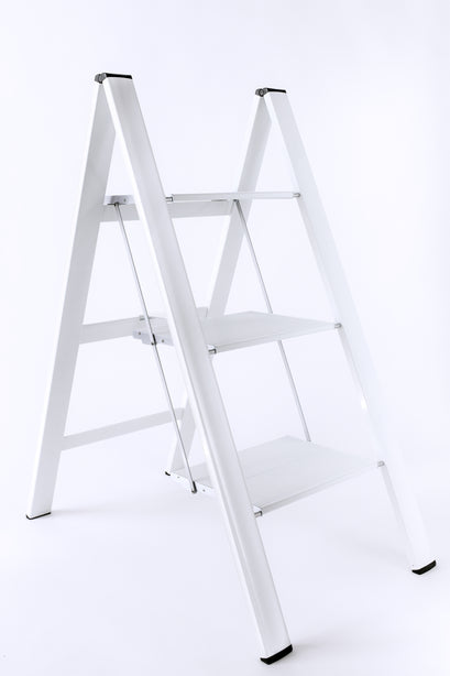 Ml8Bwh Lucano Alum Slim 3-Step Stool (White)