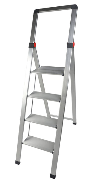 E70345 Rene Hashigo Ultra Slim 4-Step Stool With Handle (Silver)