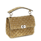Rockstud Spike Medium Suede Top Handle Bag - Havana Beige
