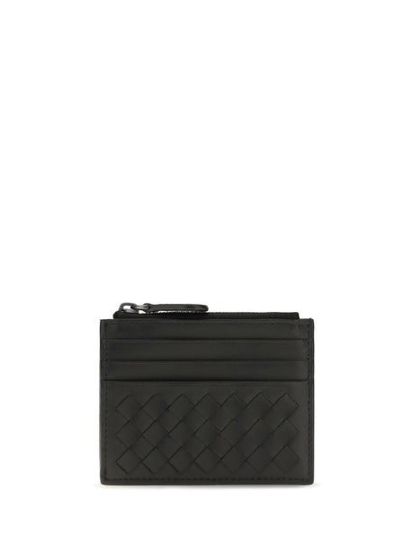 Bottega Veneta Intrecciato zip Card Holder - Black-Brunito