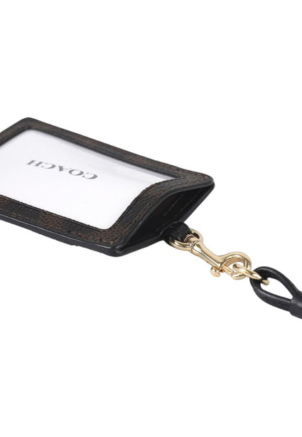 Coach ID Lanyard In Signature Canvas - Walnut/Black