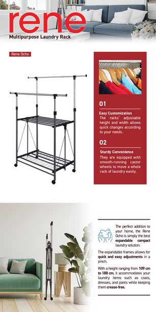 E70422 Rene Ocho Foldable Double Garment Rack