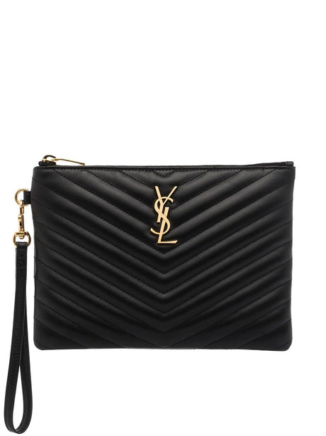 Saint Laurent Monogram Matelasse Clutch, Gold Hardware