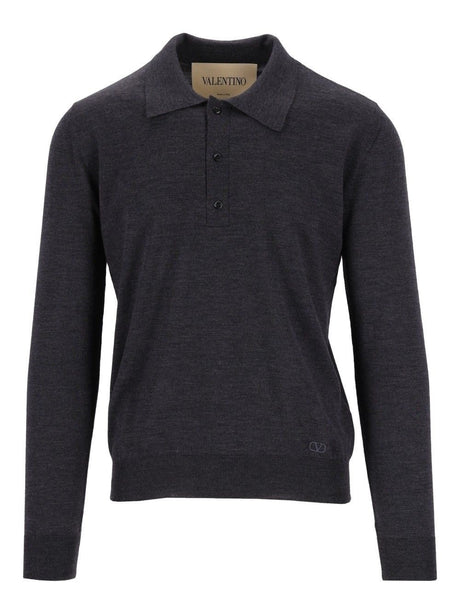 Valentino Garavani Signature Vlogo Knitted Polo - Grey