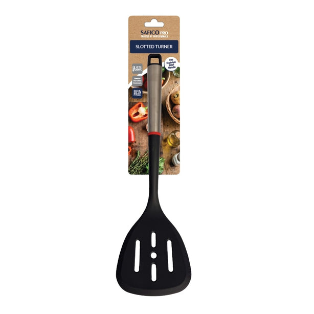 Safico Fibreglass Nylon Slotted Turner With Stainless Steel Handle L35cm BPA Free, Heat Resistant To 200°C