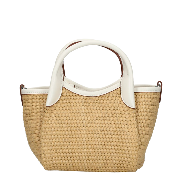 Durini 24 S Woven Straw Crossbody Bag - Naturale/Bianco