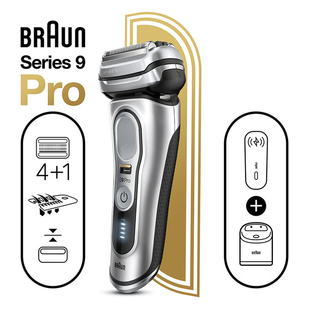 Braun Series 9 Electric Shaver 9477cc, 4+1 ProHead with ProLift Precision Trimmer, For Wet & Dry Use with Charging PowerCase