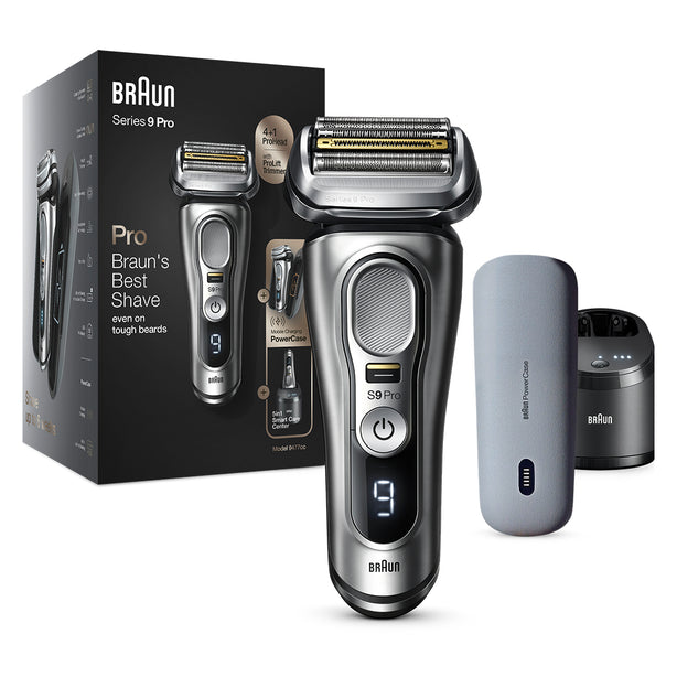 Braun Series 9 Electric Shaver 9477cc, 4+1 ProHead with ProLift Precision Trimmer, For Wet & Dry Use with Charging PowerCase