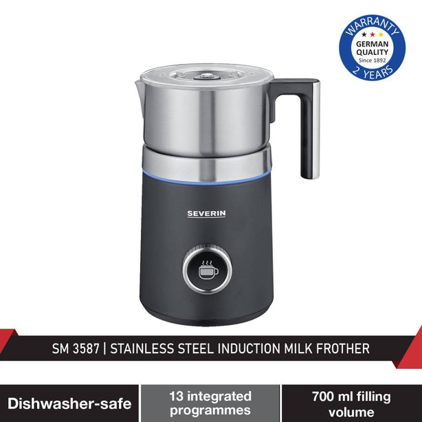 Severin SM 3587 Induction Milk Frother with Auto Heating, 13 Programmes, and 700ml Large Capacity, 500w