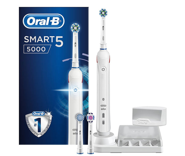 Oral B Smart 5000 Rechargeable Electric Toothbrush Round Oscillation Cleaning Bluetooth White Braun