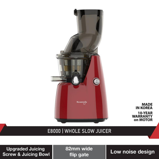 Kuvings E8000 Whole Slow Juicer with Dual Feeding Chute for Cold Press Masticating Juice (Red)