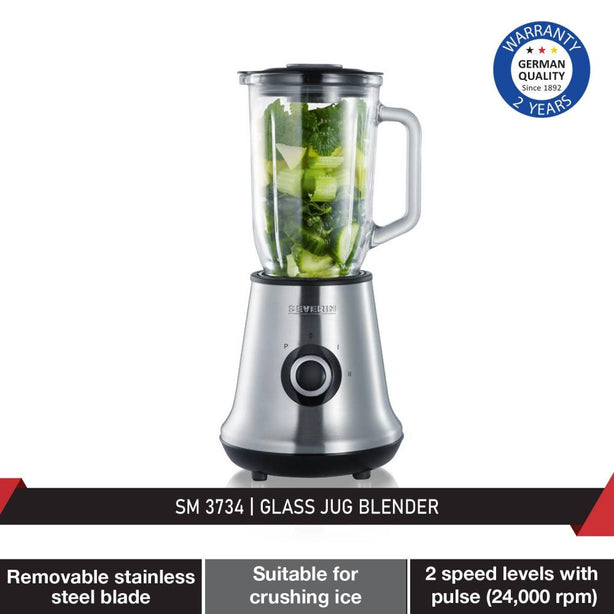 Severin SM 3734 Glass Jug Blender Mixer Stainless Steel