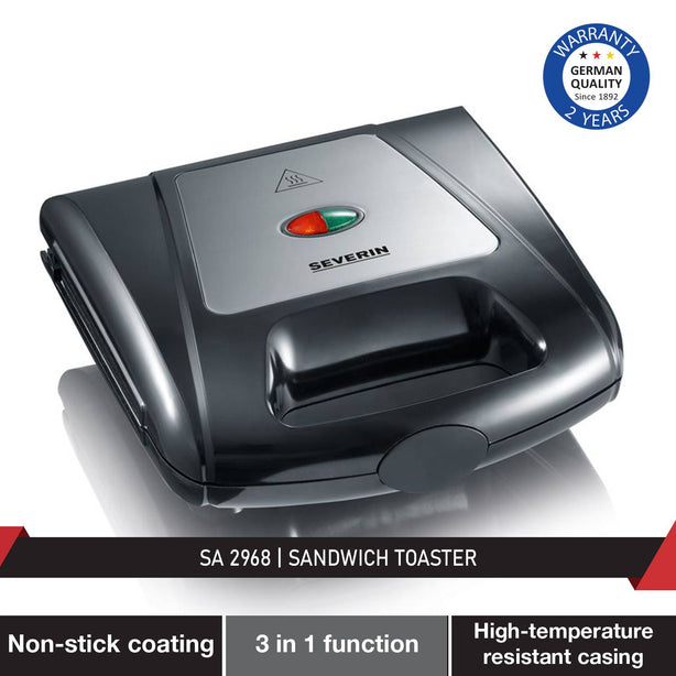 Severin SA 2968 Sandwich Toaster with Grill and Waffle Maker Plates
