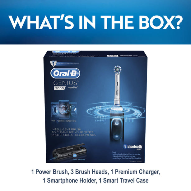 Oral B Genius 9000 Black Rechargeable Electric Toothbrush Round Oscillation Cleaning Bluetooth Braun