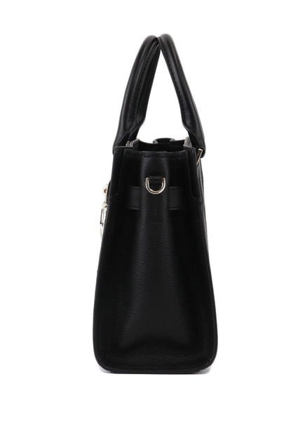 Michael Kors Hamilton Small Satchel (Silver Hardware) - Black