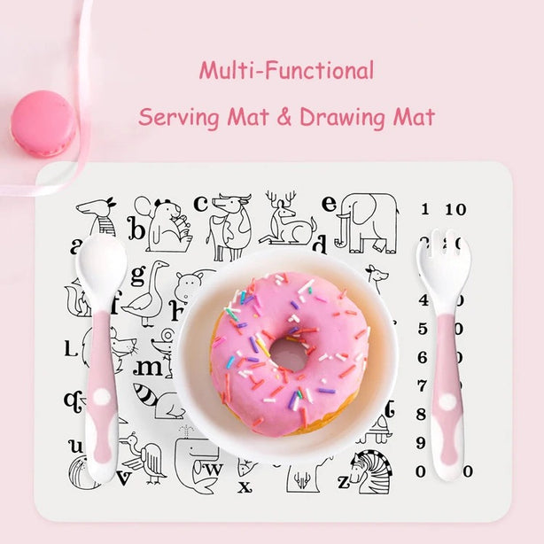 NYZE A-Z Animal Washable Silicone Colouring Mat + 12pcs Marker Set