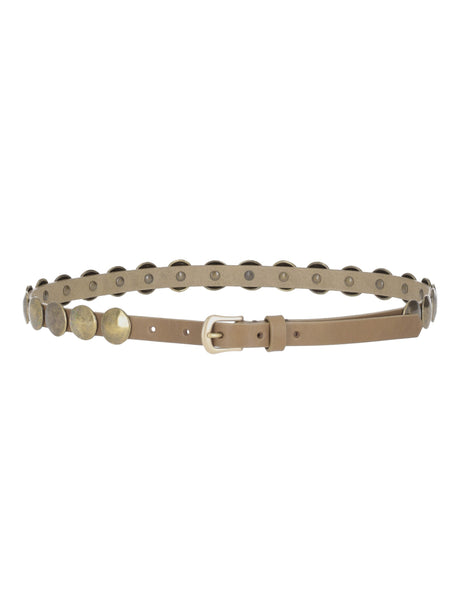 Trinidad Thin Washed Leather Belt With Studs