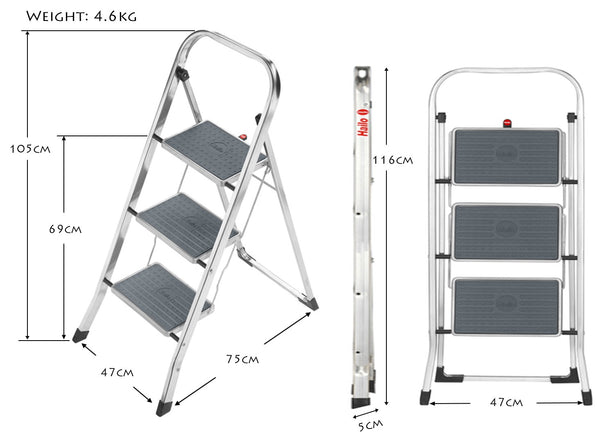 H4393-801 Hailo K60 Standardline 3-Step Stool Silver