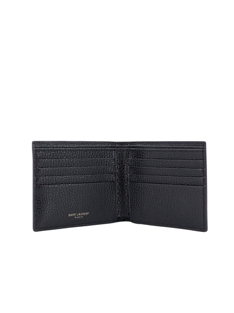 Saint Laurent Tiny Cassandre East/West Wallet In Grained Leather