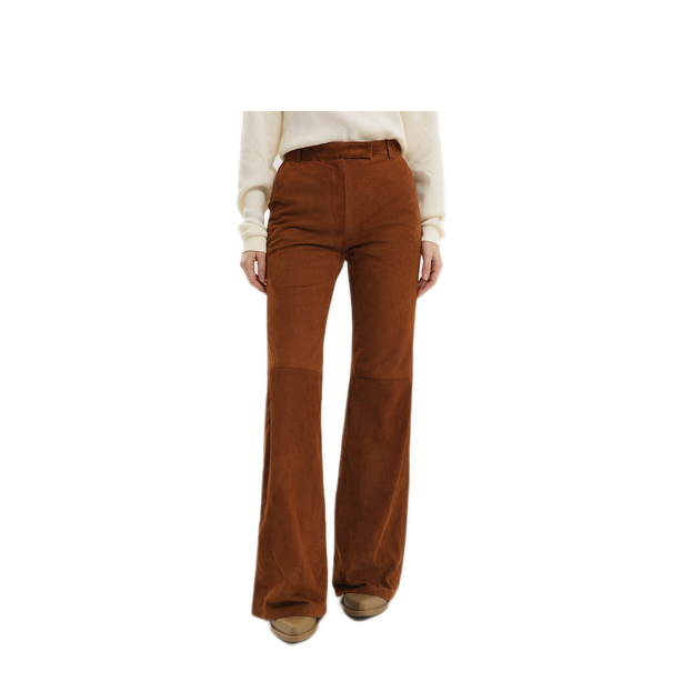 Corduroy Flared Leather Pants