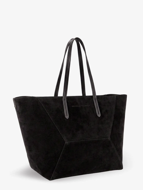 Brunello Cucinelli BC Duo suede shoulder bag with engraved logo - Pepe