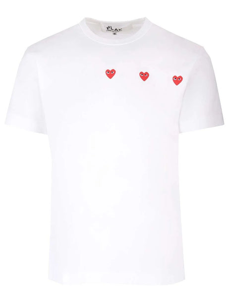 Comme Des Garcons Play T-Shirt With Red Hearts - White