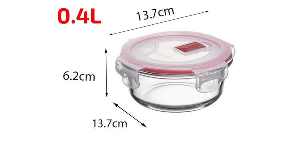T1619.09 Tatay Hermetic Round Glass Container 0.4L