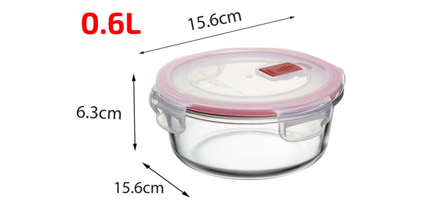 T1620.09 Tatay Hermetic Round Glass Container 0.6L
