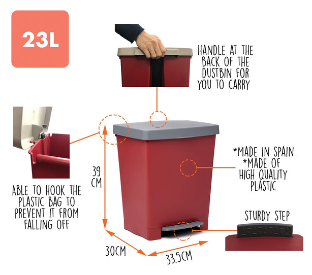 T0200.16 Tatay Pedal Dust Bin (Bordeaux)